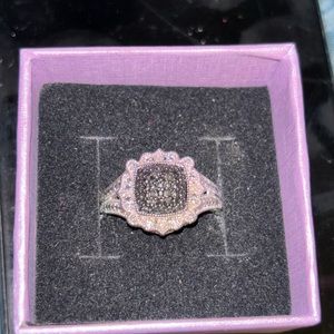 Natural black & white diamond cocktail ring